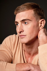 Obraz premium Close up portrait of handsome young man posing in studio