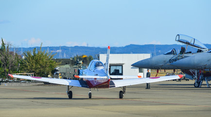 Fototapeta na wymiar Military aircraft for display in Gifu Air Base