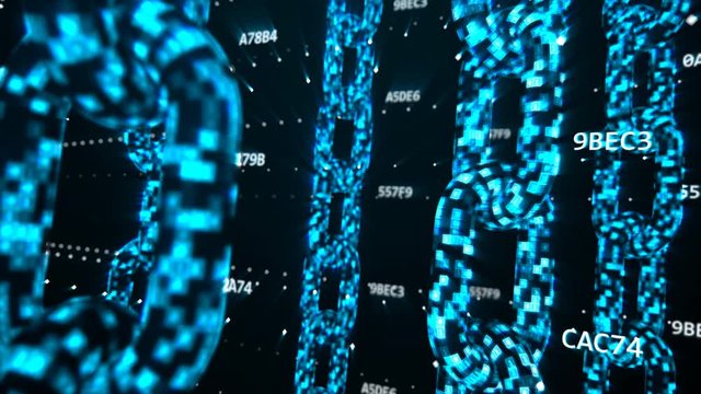 Abstract Blockchain Internet Network Code Future Security Concept - 4K Seamless Loop Motion Background Animation