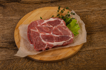 Raw pork steak