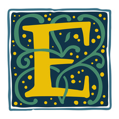 Renaissance E letter logo in dim vintage colors.