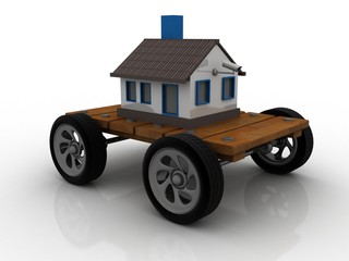 Fototapeta premium 3d rendering Surveillance CCTV Security Camera connected house near family 