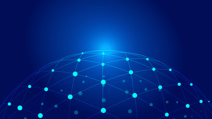 Dot and line links constitute a three-dimensional sphere, network technology, technology background