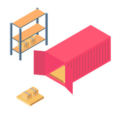 Cargo Cardboard Box Flat Design. Delivery Service. Vector