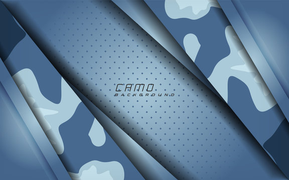 Modern Blue Camo Abstract Background Design