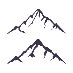 Mountains set. Hand drawn rocky peaks. Vector
