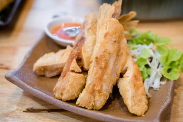 fried salmon and vegetables