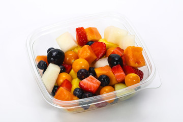 Sliced fruit mix in the box