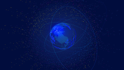 The 3d digital earth and universe vortex construct the background of global Internet big data, imply globalization and internationalization, and the concept of science and technology