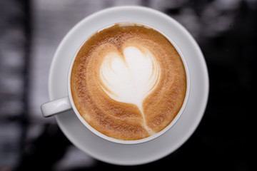 hot late coffee onthe table