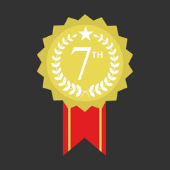 Naklejka premium Gold label , award with ribbons. Vector illustration.