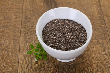 Dietary Chia seeds in the bowl