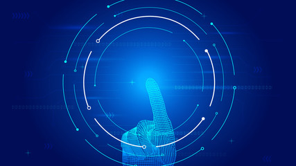 Ai technology interface vector background, touch screen by hand.