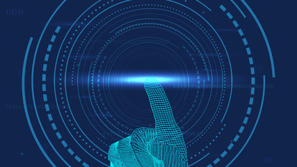 Ai technology interface vector background, touch screen by hand.