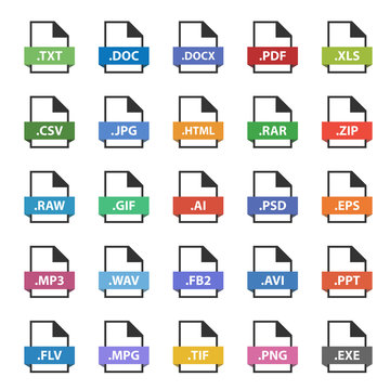 document format vector sign set, file flat icons
