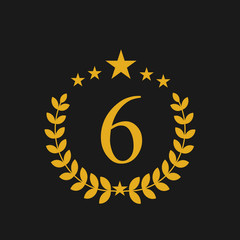 Gold award wreaths on black background. Vector illustration.