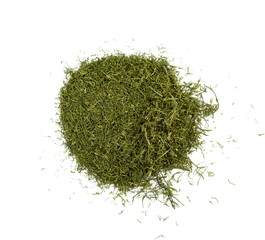 Spice Dried dill isolated. Pile of dried dill seasoning isolated over the white background.