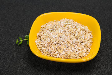 Raw oats in the bowl