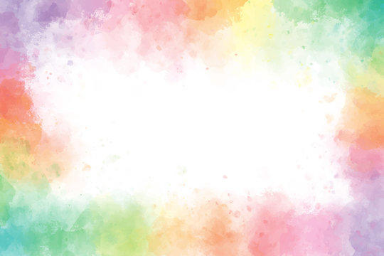 colorful rainbow watercolor splash background frame