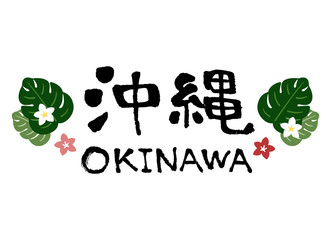 Okinawa Calligraphy Hand writing Vector flower