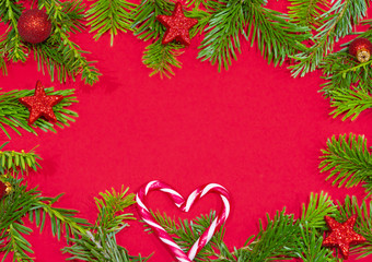 Merry Christmas or New Year decoration red background