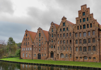 Group of historic salt warehouses in Lübeck, Germany