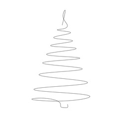 Fototapeta na wymiar Christmas tree, continuous line design vector illustration