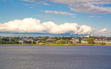 View of  ancient Russian city of Kostroma and  Volga River