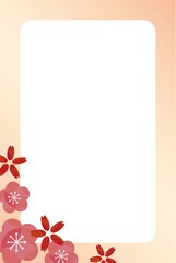 赤い桜とピンクの梅の花の春フレーム