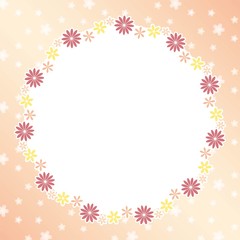 ピンクの桜柄の背景と小花模様のスクエアフレーム