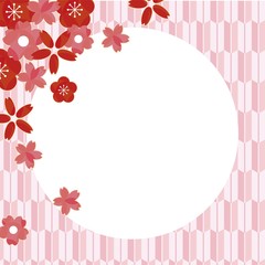 桜と梅の花の飾りとピンクの矢絣模様のスクエアフレーム