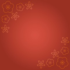 梅と桜の花の赤いスクエアフレーム