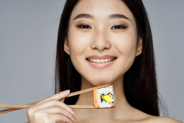 woman with chopsticks