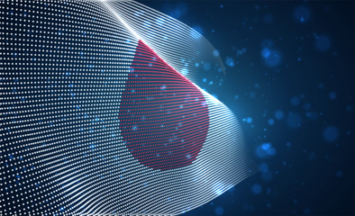 Vector bright glowing country flag of abstract dots. Japan