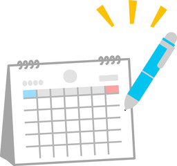 卓上カレンダーとボールペン