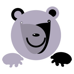 Isolated vector panda logo. Animal illustration. Hello icon. Smiling bear image. White background.