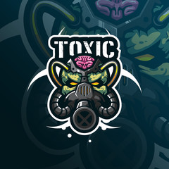 Fototapeta na wymiar toxic mascot logo design vector with modern illustration concept style for badge, emblem and tshirt printing. head toxic mask illustration.