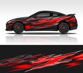 Car wrap decal design vector, for advertising or custom livery WRC style, race rally car vehicle sticker and tinting custom. © 21graphic