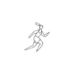 Fototapeta na wymiar Active way of life. Vector hand drawn isolated icon, a woman runner. Professional sport.