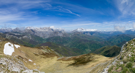 Large panorama of mountains and sky