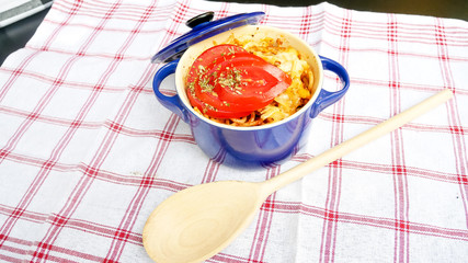 Pasta dish on a restaurant table
