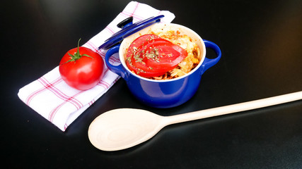 Pasta dish on a restaurant table