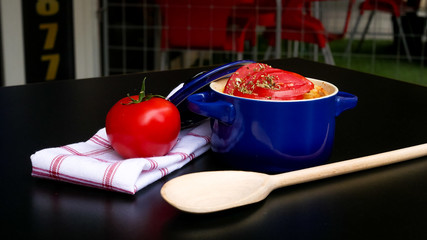 Pasta dish on a restaurant table