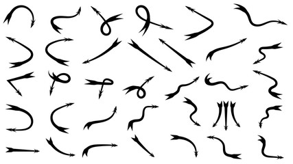 Hand drawn arrow vector icons set. sketch arrow design for business plan and education.