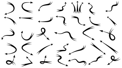 Hand drawn arrow vector icons set. sketch arrow design for business plan and education.