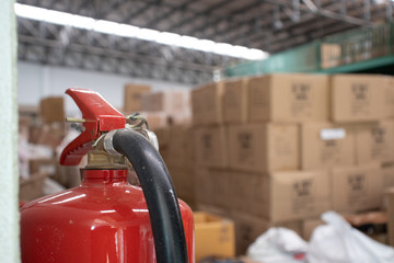 Fire extinguisher in the warehouse