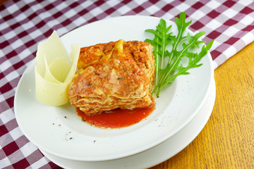 Pasta dish on a restaurant table