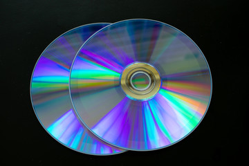 dvd disc on black color background