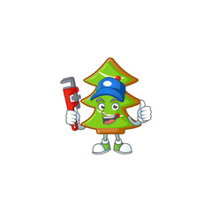 Plumber trees cookies on cartoon character mascot design - 307340518