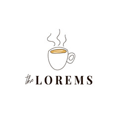 Premade logotype with a coffee cup. Logo template for small business. Vector logo